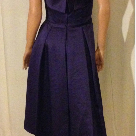 $160 David Tutura/Gather&Gown 562 Satin Hi-Low Bridesmaid Dress Aubergine~10 - Picture 6 of 11